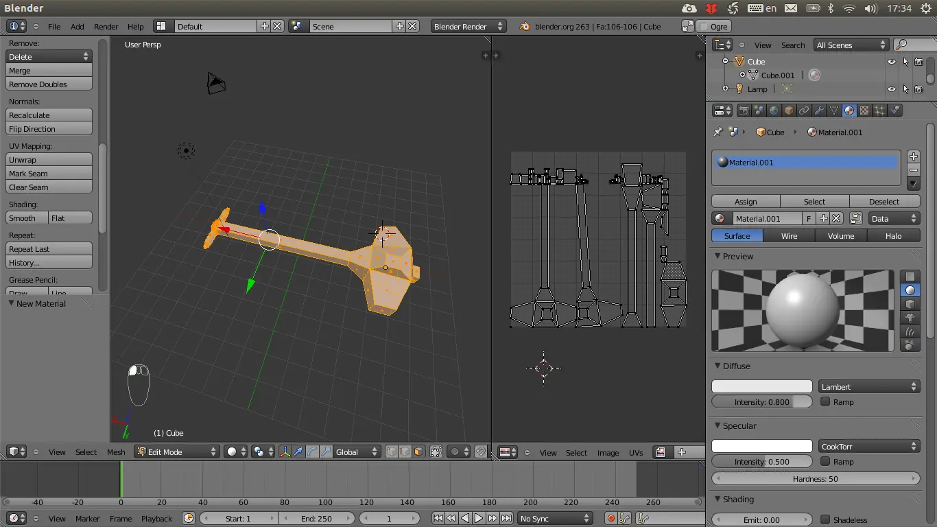 Unwrapping 3D model texture in Blender in 2013