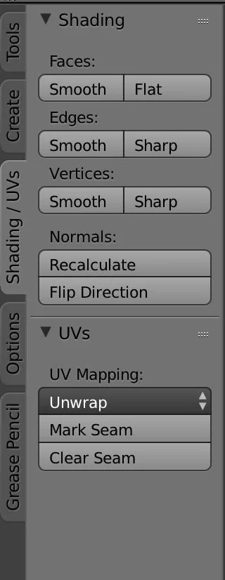 Shading/UVs tab
