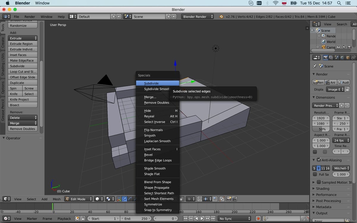 Editing context menu