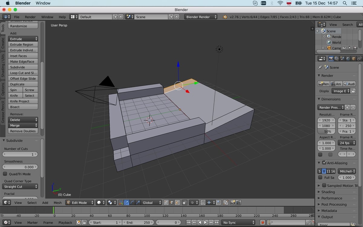Subdivision for two edges