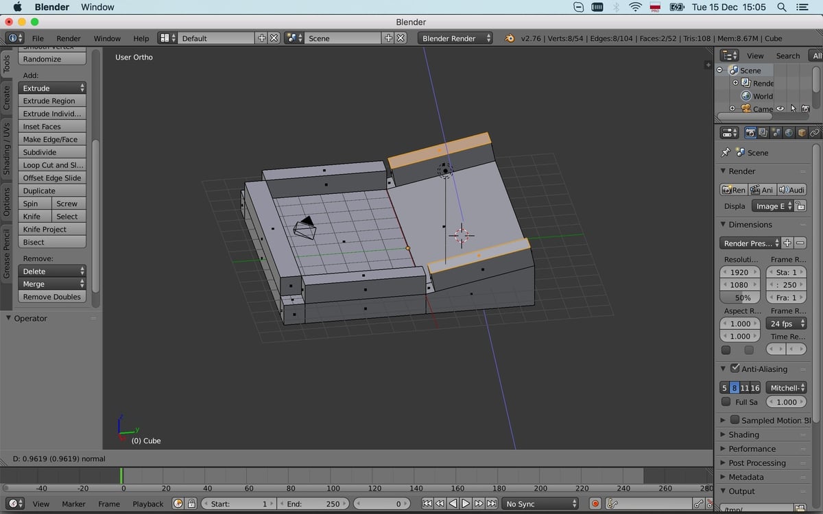 Extruding last two walls