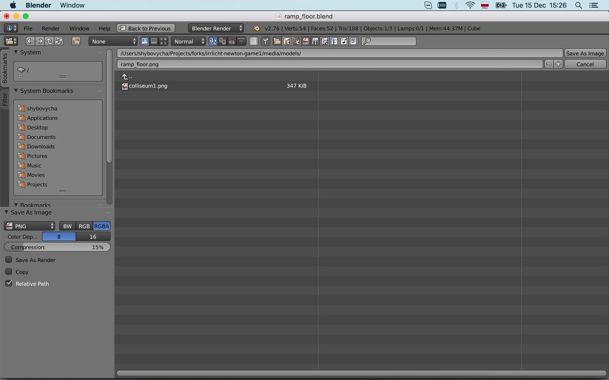 Blender file dialog